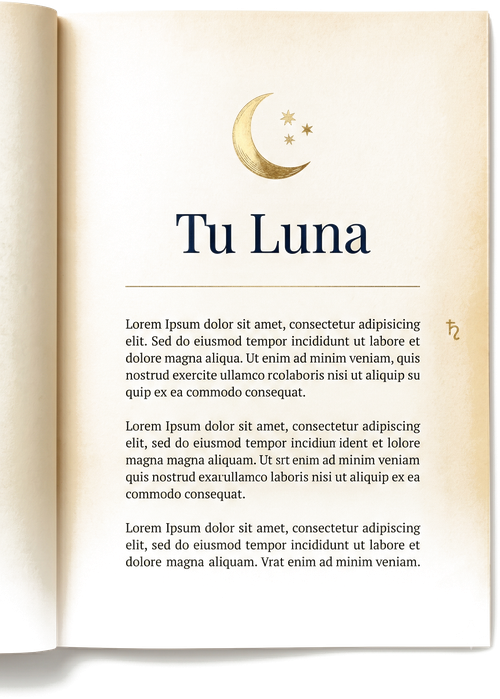 Página interior del libro Carta Natal Premium dedicada a Tu Luna