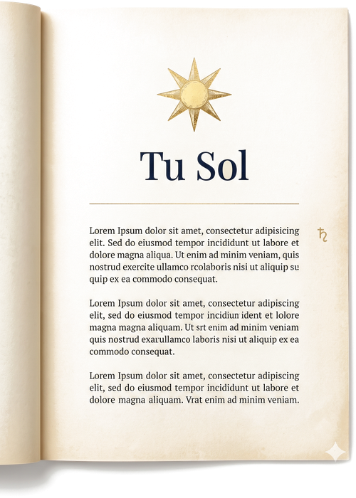 Página interior del libro Carta Natal Premium dedicada a Tu Sol