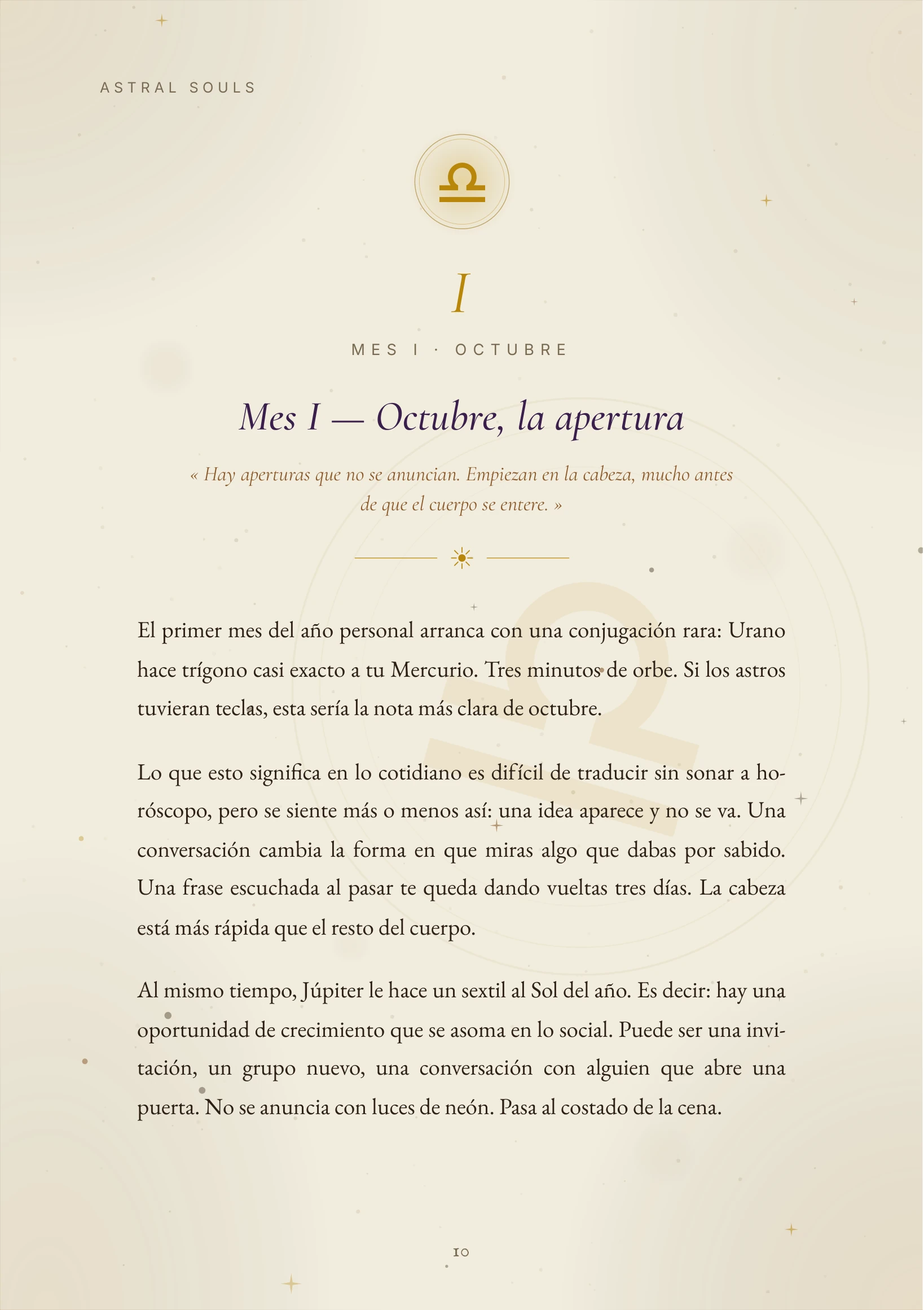 Un mes de tu año — La carta tirada para ese mes + el tránsito que la marca.