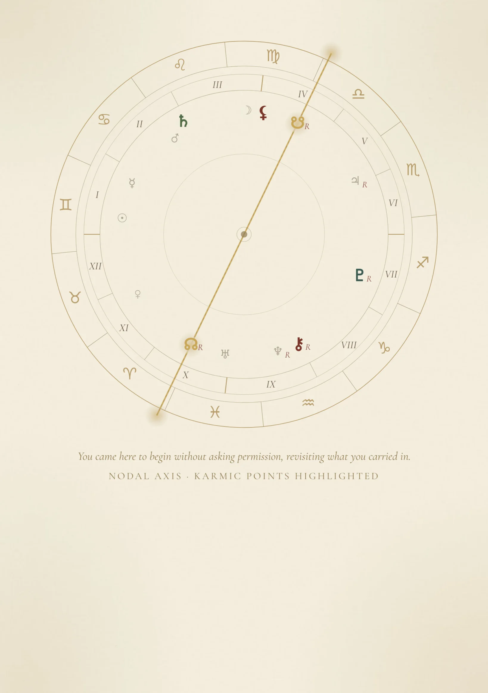 Your nodal axis — The wheel with your karmic points highlighted.